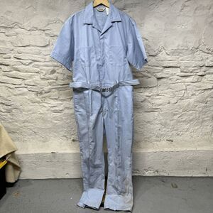 VINTAGE 80s Walls Coveralls Mens 48 Tall Blue Workwear Lightweight Short Sleeve